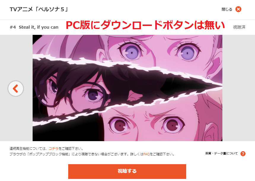 PC版アニメ詳細画面